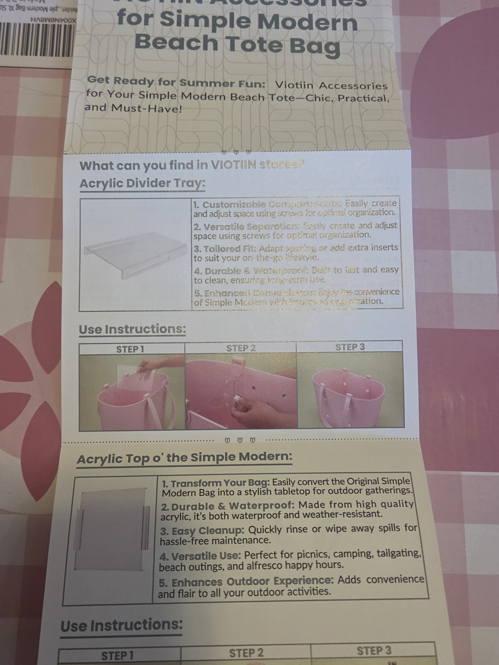 Clear Acrylic Divider Tray for simple modern bags